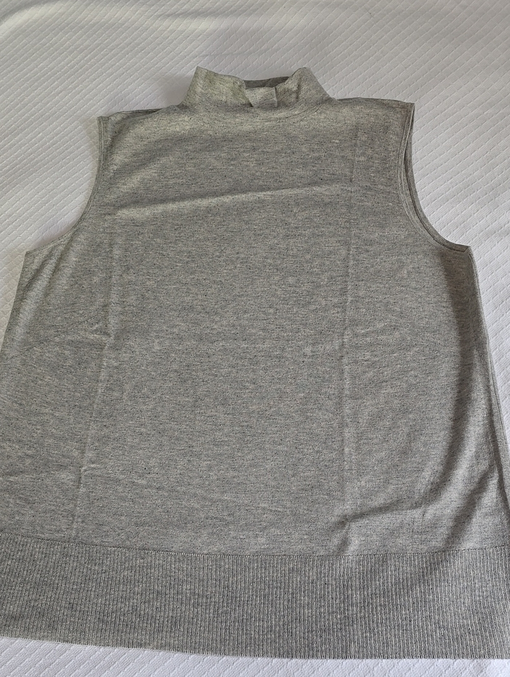Lafayette 148 Cashmere Silk Mock Neck Sleeveless Sweater Vest Gray 1X Quiet Luxu